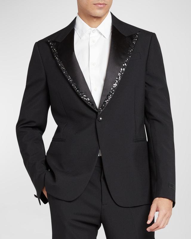 Mens Beaded Peak-Lapel Tuxedo Jacket Product Image