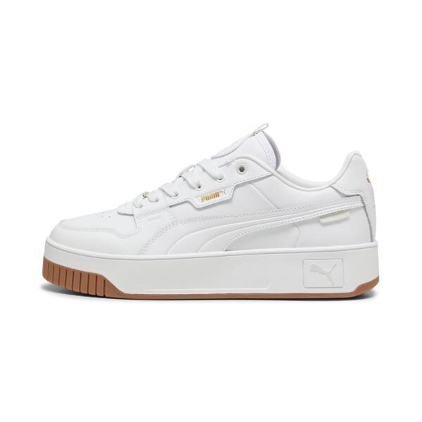 PUMA Carina Street Lux Sneakers Women in White/Gold Product Image