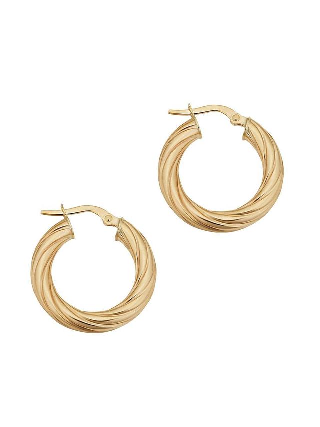 Womens 14K Yellow Solid Gold With A Twist Round Hoops Product Image