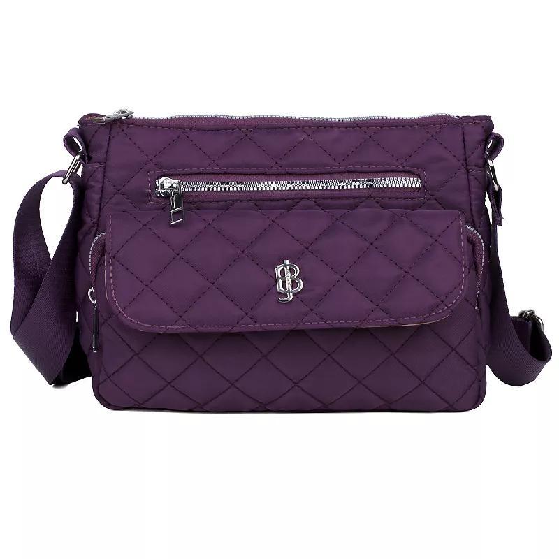 Womens Julia Buxton Nylon Quilted Organizer Crossbody Bag, Purple Product Image