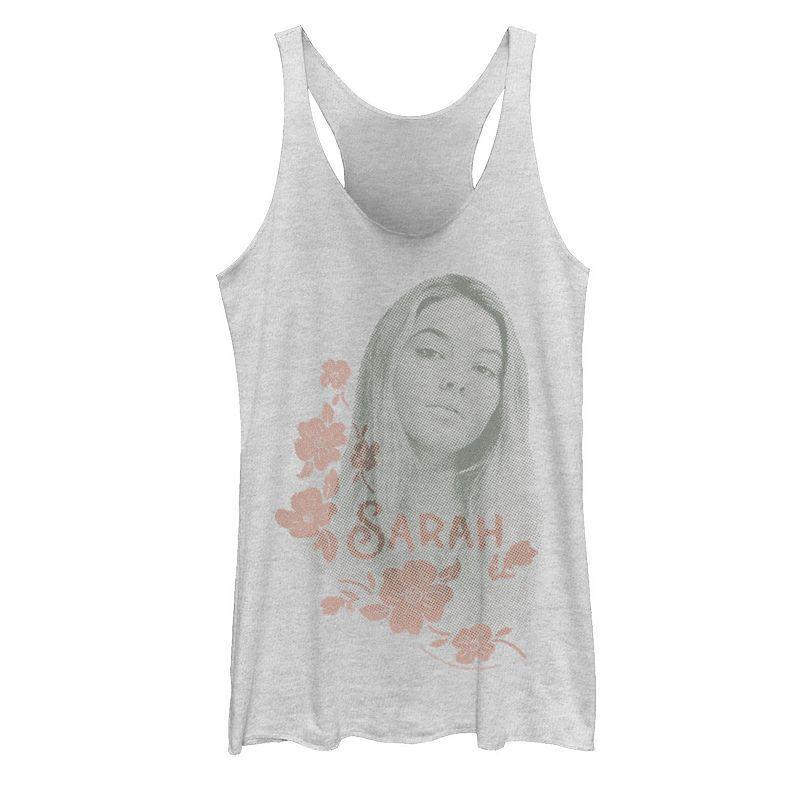 Juniors Outer Banks Sarah Floral Portrait Graphic Tank Top, Girls White Grey Product Image