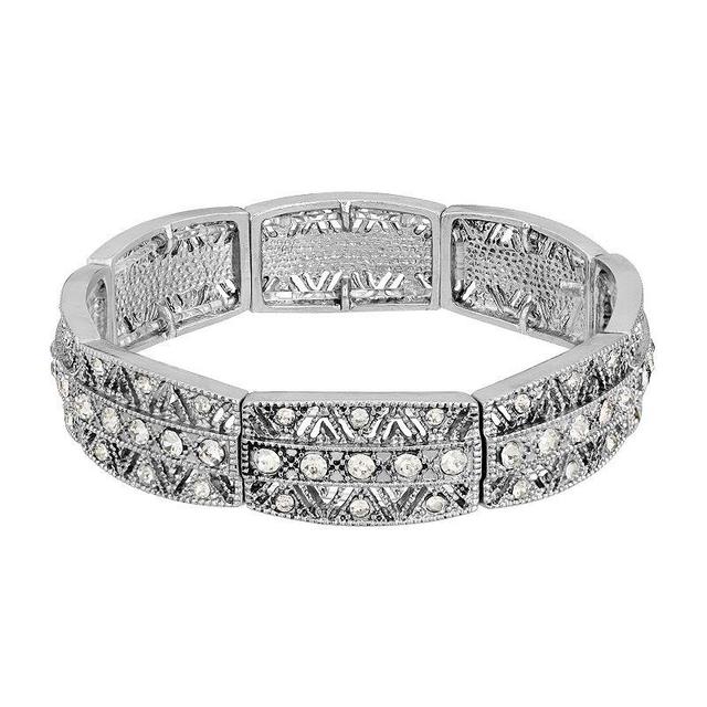 2028 Silver-Tone Crystal Stretch Bracelet Product Image