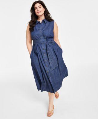 Plus Size Denim Shirtdress Product Image