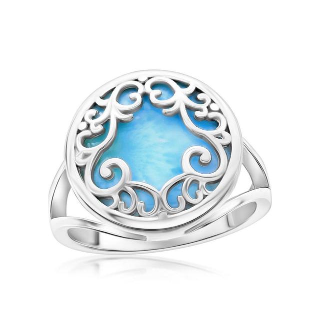 Nautica Rocks Sterling Silver Larimar Filigree Design Ring, Womens Product Image