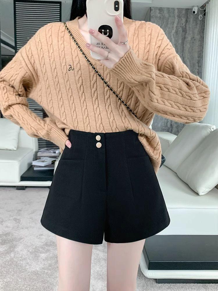 High Waist Plain Shorts Product Image