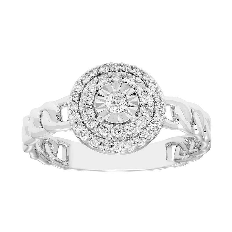 Boston Bay Diamonds 1/4 Carat T.W. Diamond Chain Link Halo Ring, Womens Sterling Silver Product Image