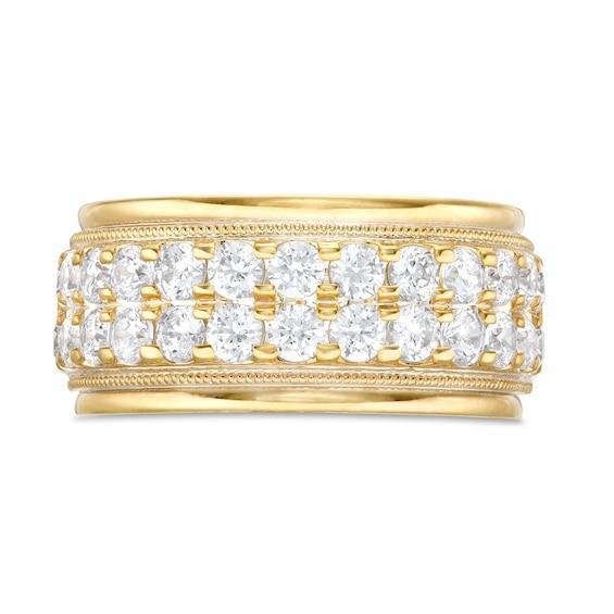 Men's 2 CT. T.w. Diamond Double Row Vintage-Style Wedding Band in 10K Gold Product Image