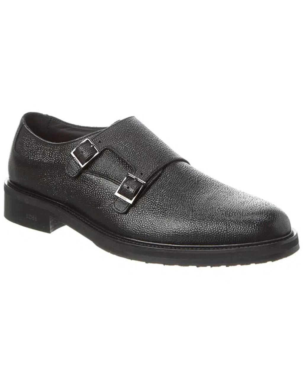 HUGO BOSS Larry Monk Leather Loafer In Black Product Image