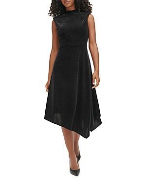 Karl Lagerfeld Paris Sleeveless Glitter Velvet Midi Dress Product Image