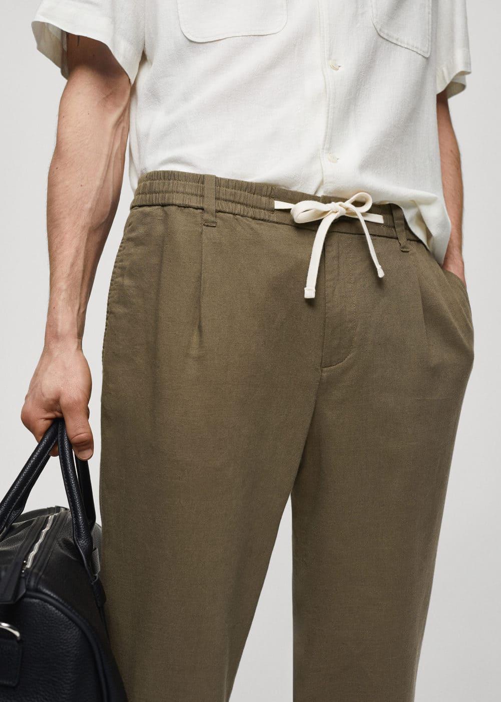 Mango Mens 100 Linen Regular Fit Shirt Pants Set Product Image