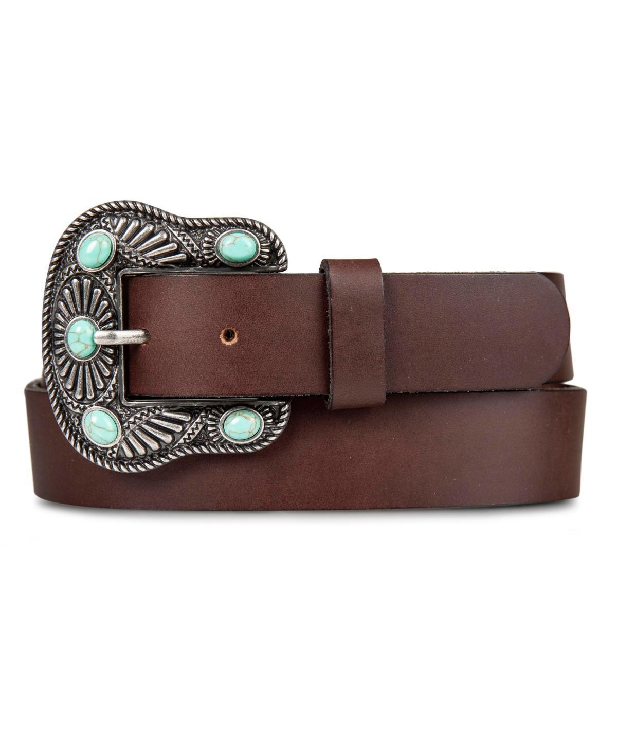 Lucky Brand Womens Turquoise Studded Western Buckle Belt Product Image