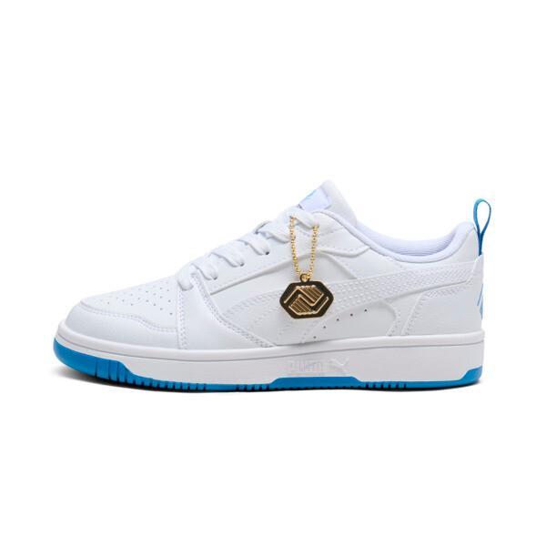 PUMA Rebound V6 Low Boys and Girls Club Men's Sneakers in White/Cloisonne/Team Gold Product Image