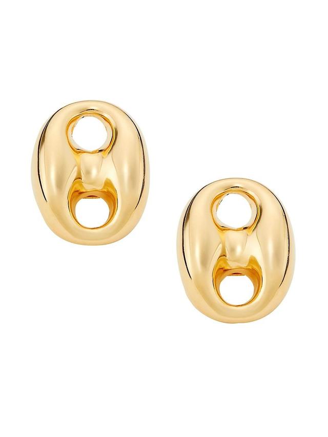 Womens 14K Yellow Gold Puffy Mariner-Link Stud Earrings Product Image