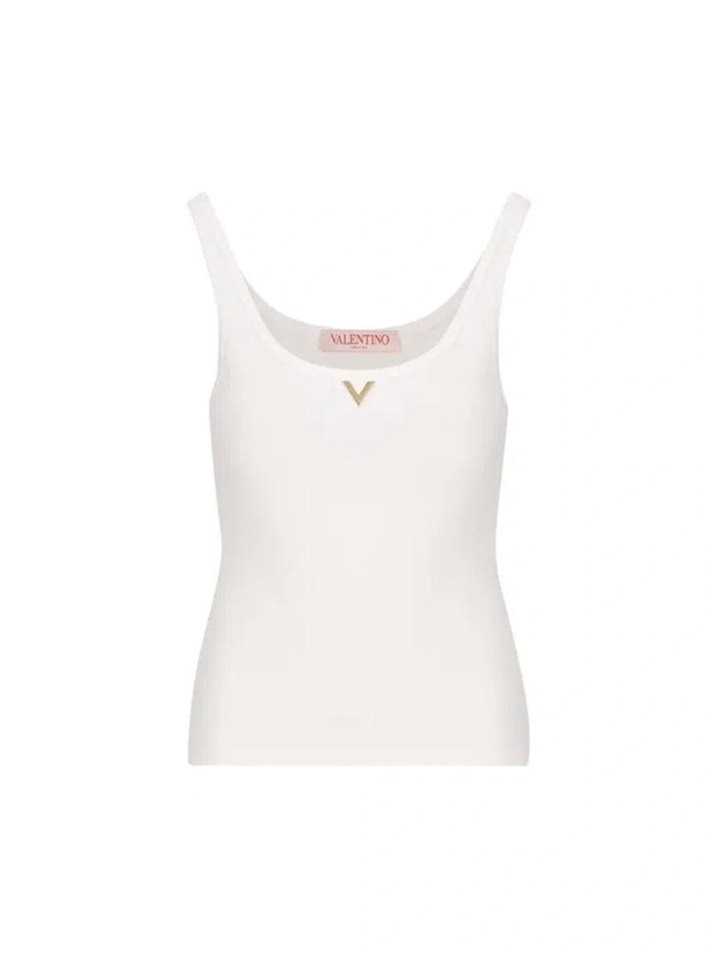 Vgold Ribbed Sleeveless Tank Top In White Product Image