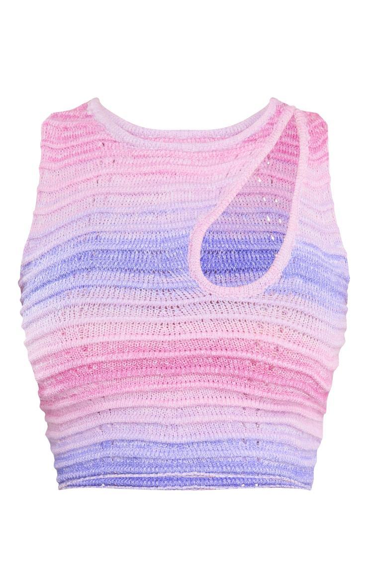 Lilac Ombre Ripple Knit Crop Top Product Image