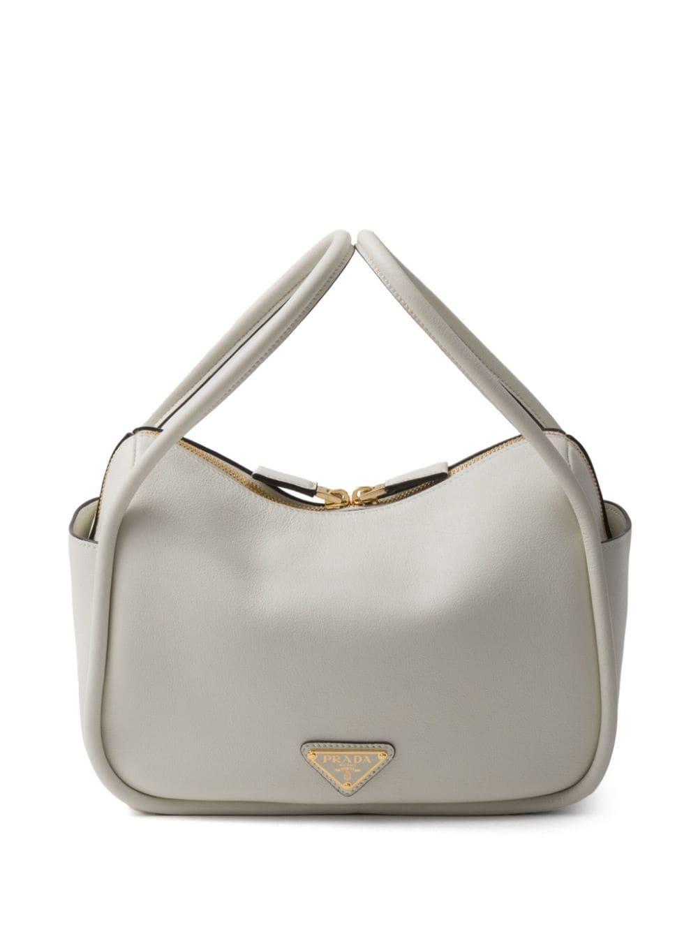 Logo Hardware Leather Bag In White Product Image