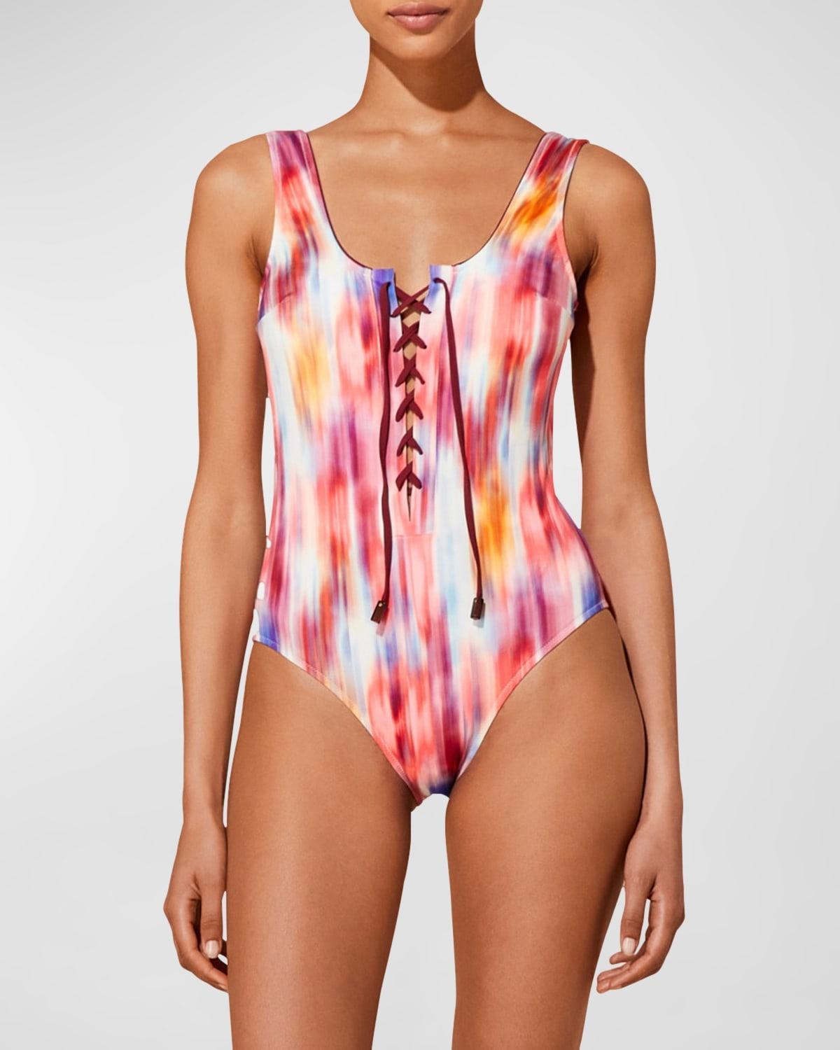 Womens Fox Lace-Up One-Piece Swimsuit Product Image