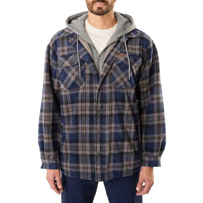 Mens Smiths Workwear Plaid Sherpa-Lined Microfleece Hooded Shirt Jacket Product Image