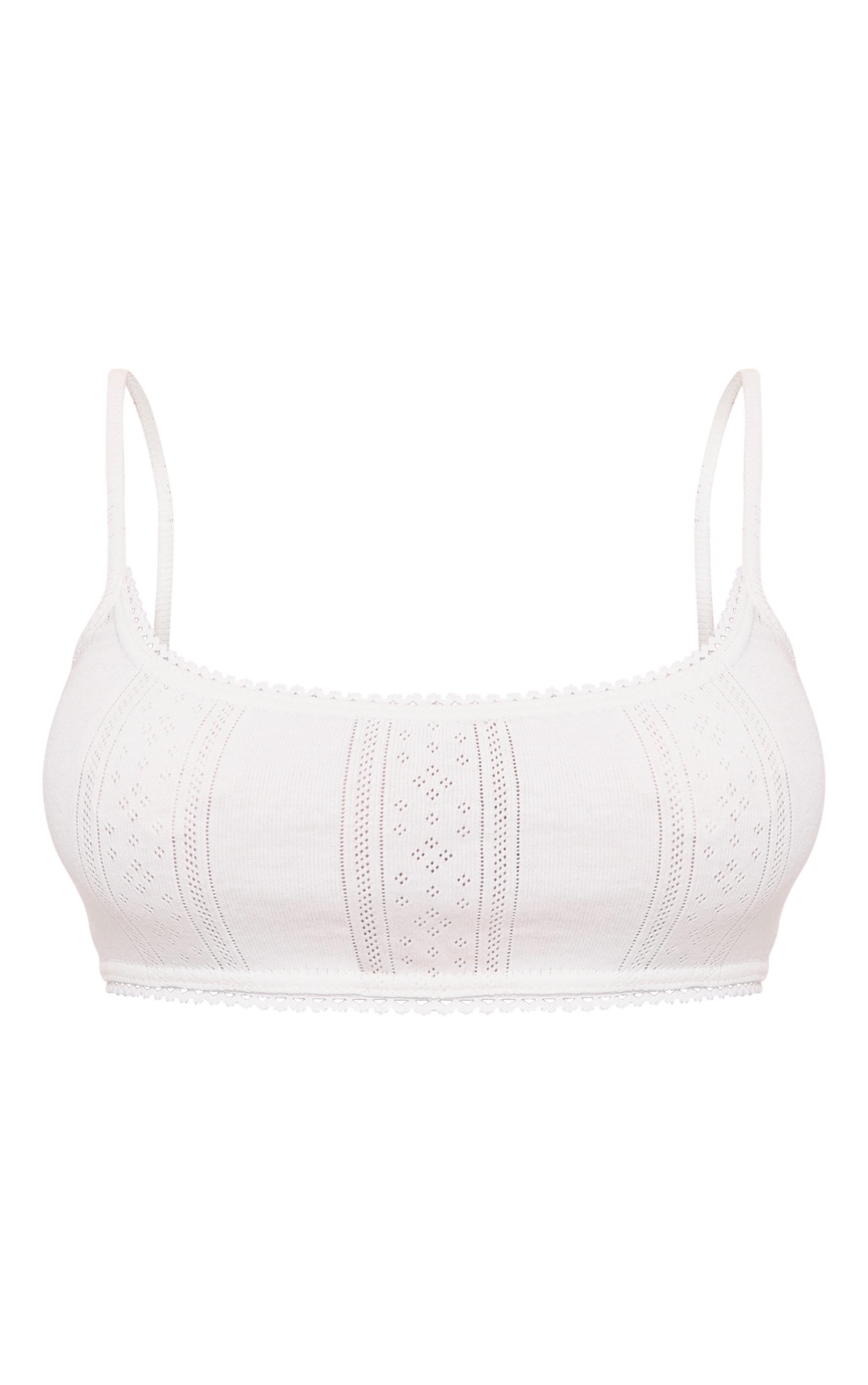 White Pointelle Bralet Top Product Image