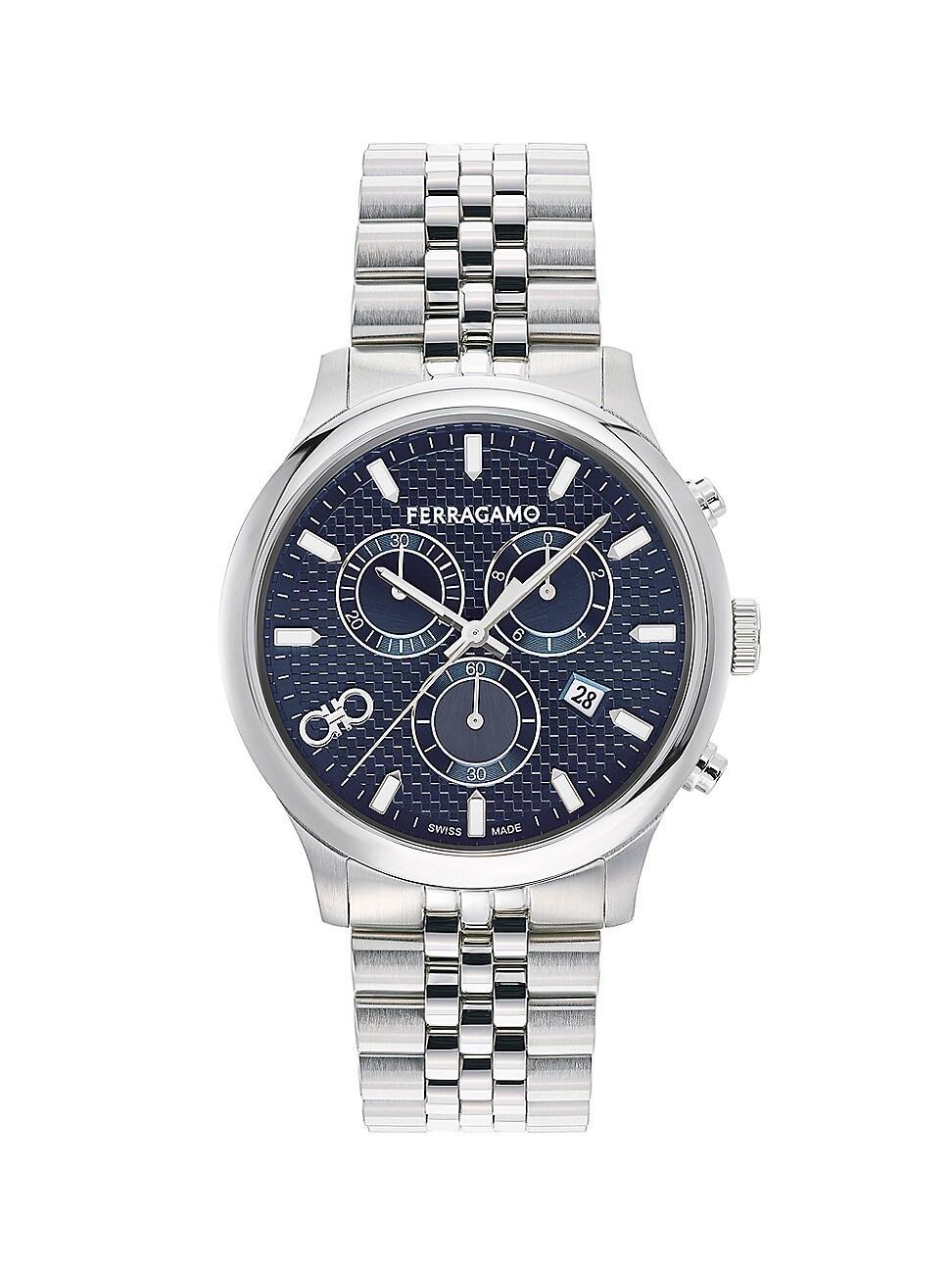 Salvatore Ferragamo Mens Swiss Chronograph Stainless Steel Bracelet Watch 42mm Product Image