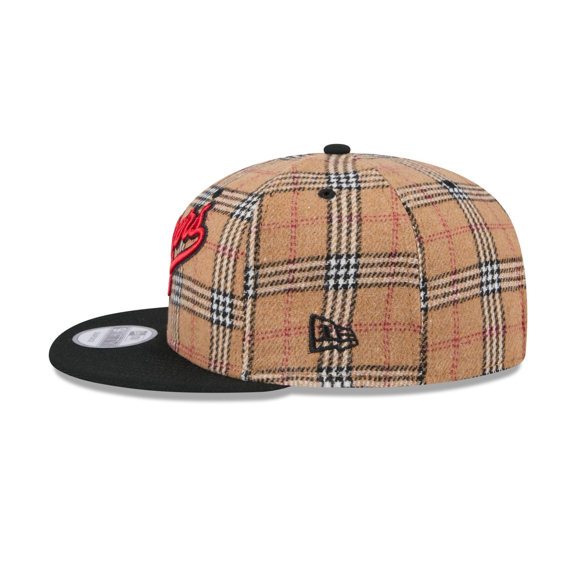 Los Angeles Dodgers Tan Tartan 9FIFTY Snapback Hat Male Product Image