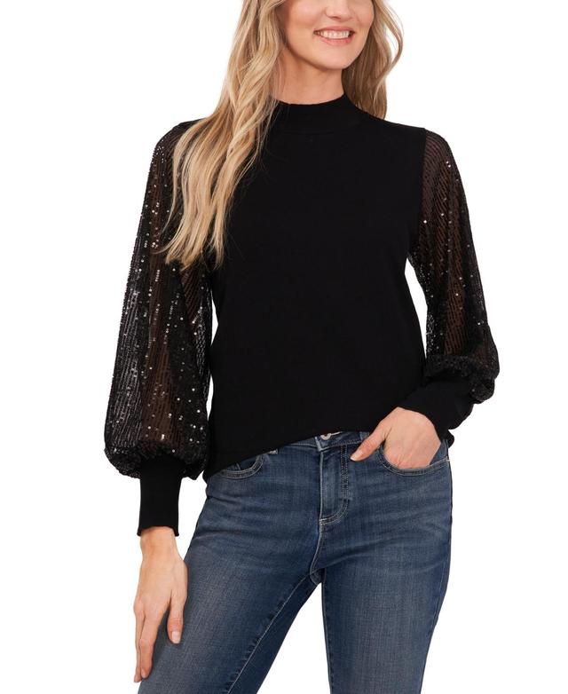 CeCe Sequin Sleeve Sweater (Rich ) Women's Clothing Product Image