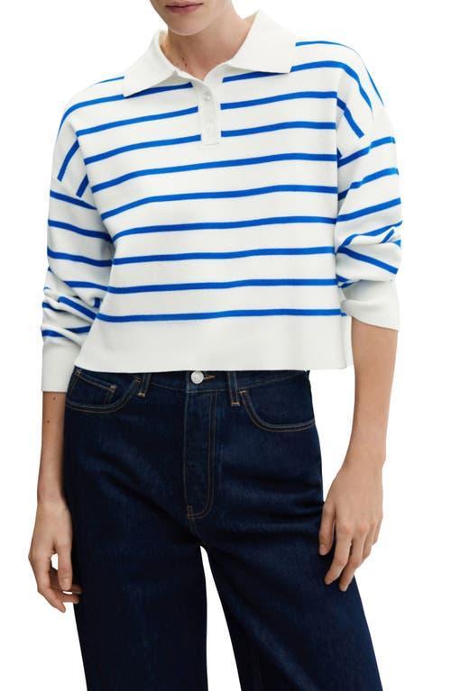 MANGO - Striped polo-neck sweater vibrant blueWomen Product Image