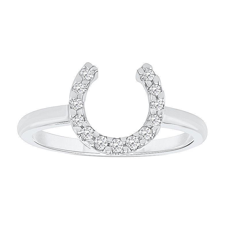 Sterling Silver 1/10 Carat T.W. Diamond Horseshoe Ring, Womens White Product Image