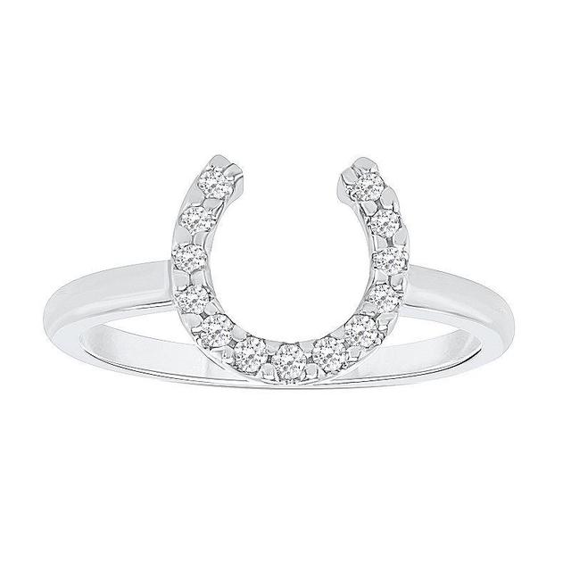 Sterling Silver 1/10 Carat T.W. Diamond Horseshoe Ring, Womens White Product Image