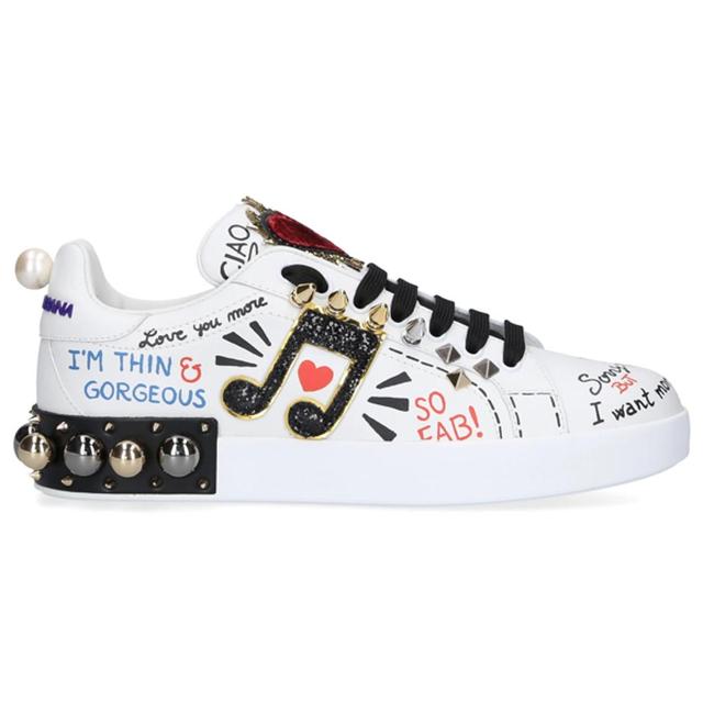 DOLCE & GABBANA Low-top Sneakers Portofino Nappa Leather In White,multicolor Product Image