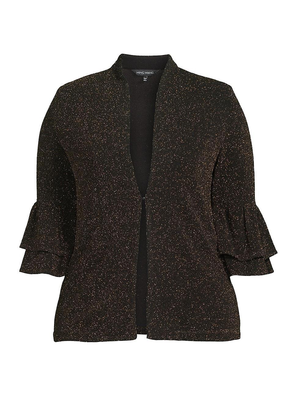 Womens Shimmer Flounce-Sleeve Jacket Product Image