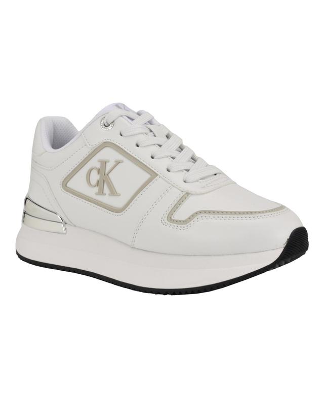 Calvin Klein Womens Vidya Almond Toe Casual Lace-up Sneakers Product Image