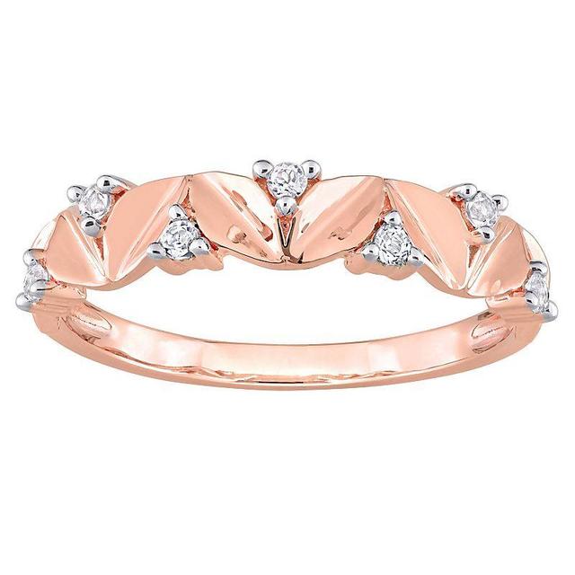 Stella Grace 18k Rose Gold Over Silver White Topaz Semi-Eternity Ring, Womens 18k Rose Gold Plated Product Image