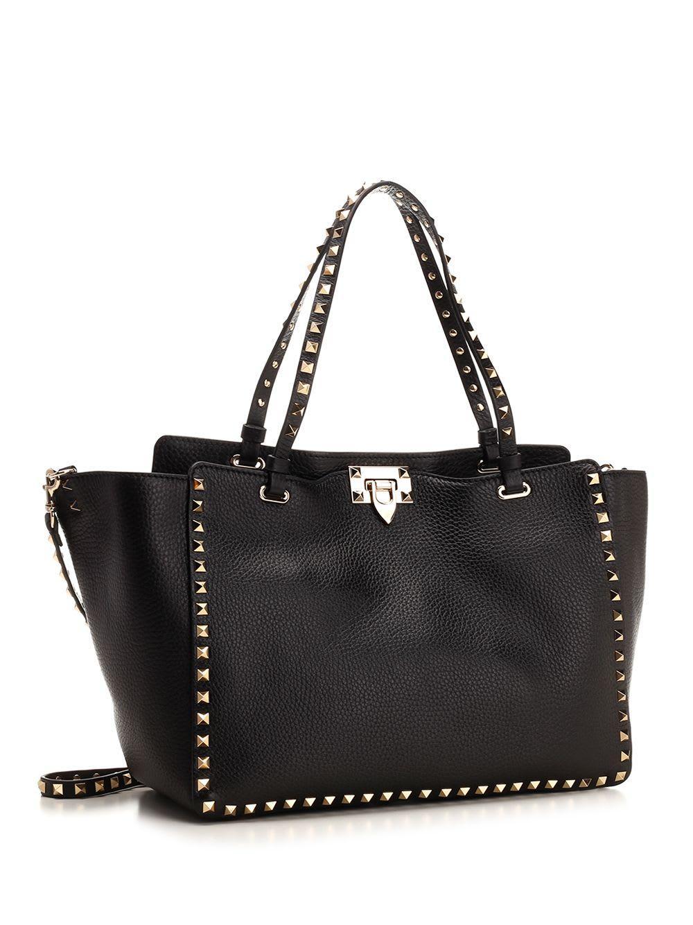 VALENTINO GARAVANI Garavani Rockstud Medium Top Handle Bag In Black Product Image