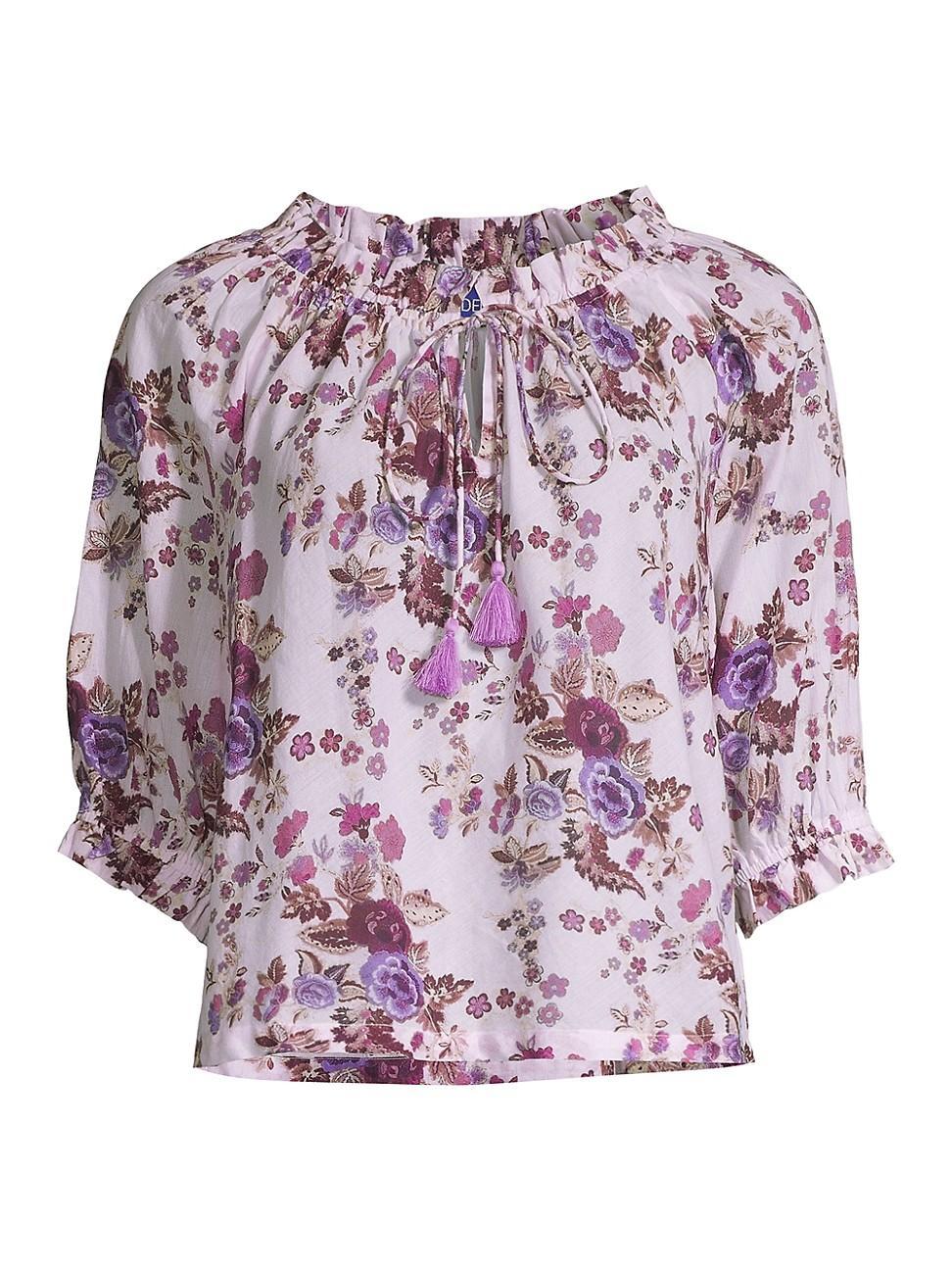 Womens Havana Floral Cotton Tie-Front Top Product Image