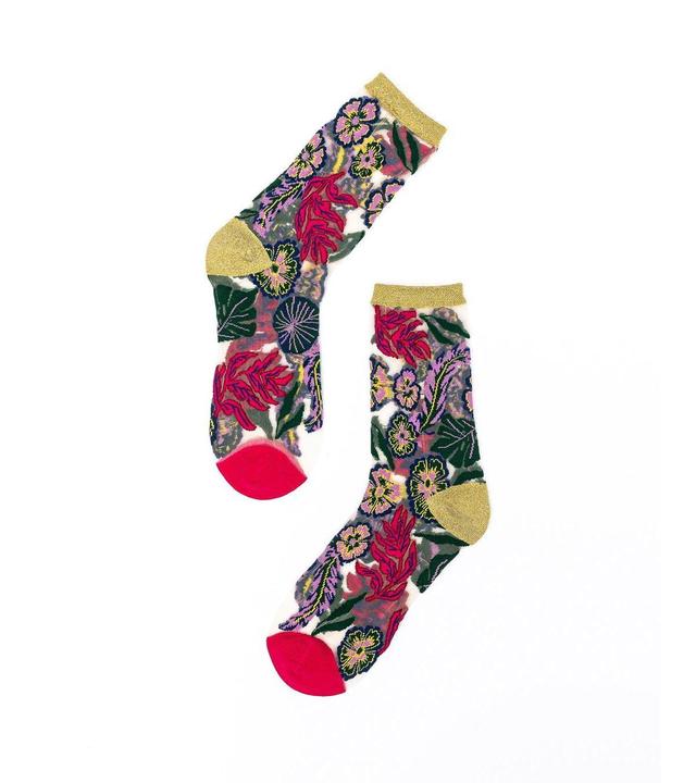 Sock Candy Womens Festive Floral Sheer Sock Product Image