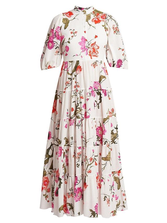 Womens Tiered Floral Cotton Maxi Dress Product Image