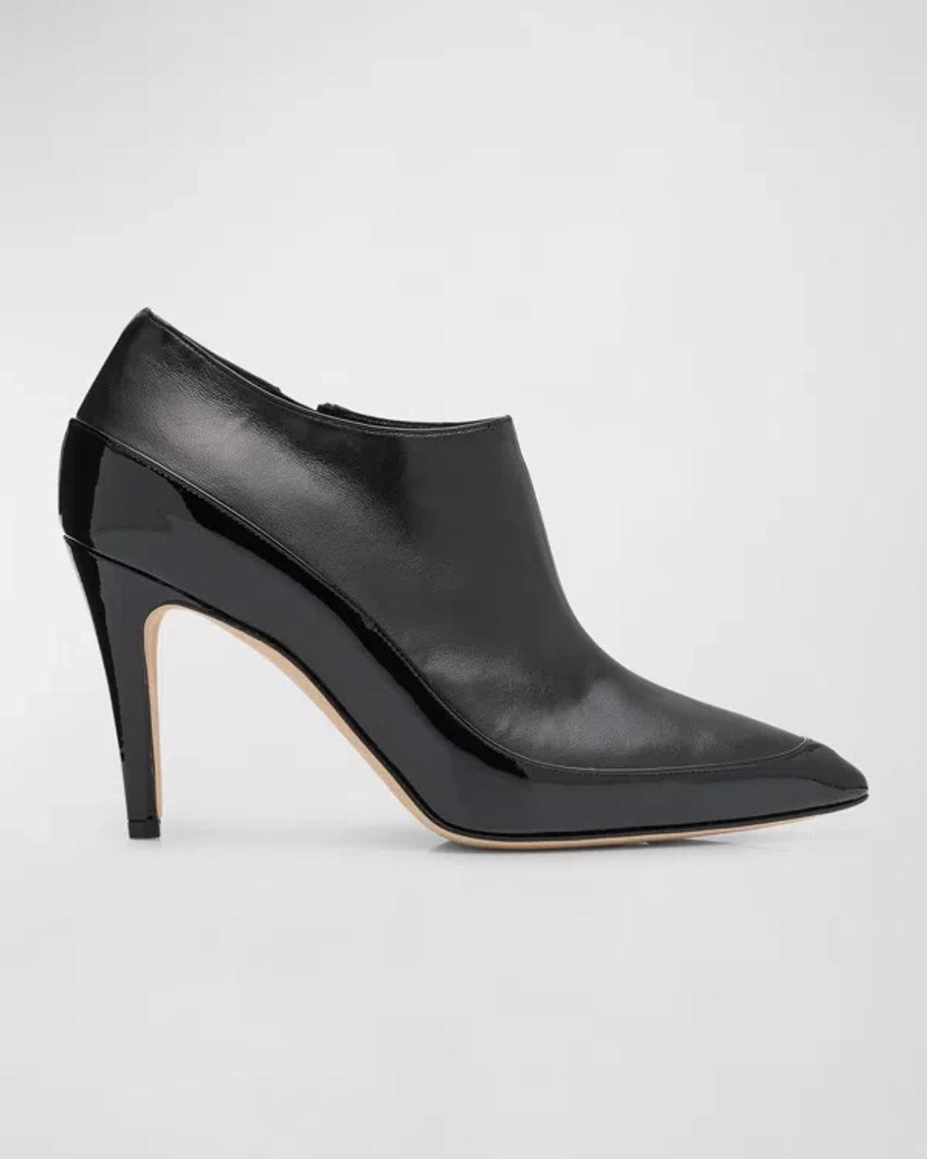 MANOLO BLAHNIK Mixed Leather Low-cut Ankle Booties In Black product image