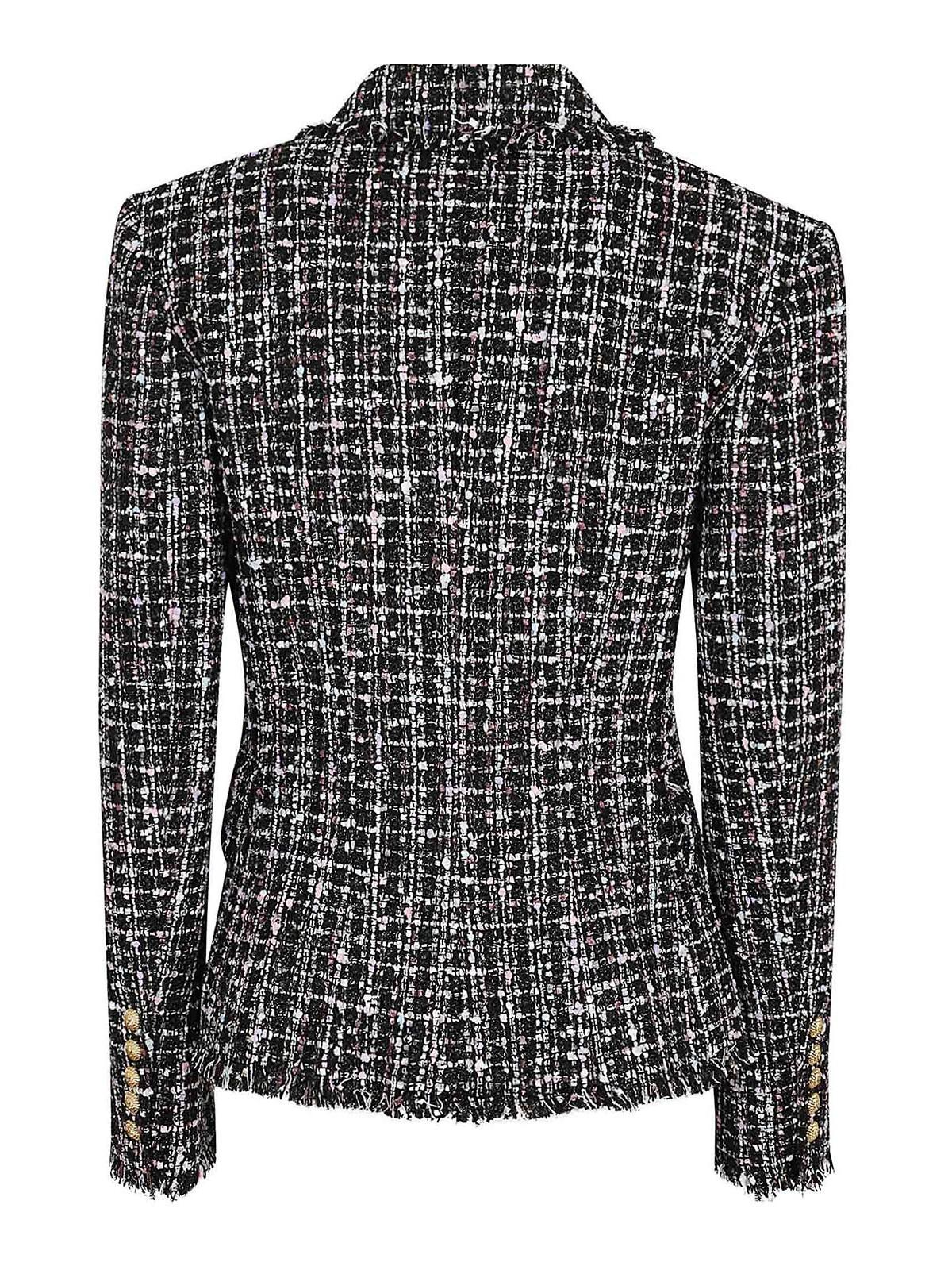 Tweed Jacket Structured Cinched Waist In Black Product Image