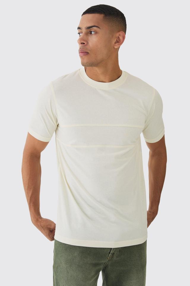 Man Script Slim Colour Block T-shirt | boohooMAN USA Product Image