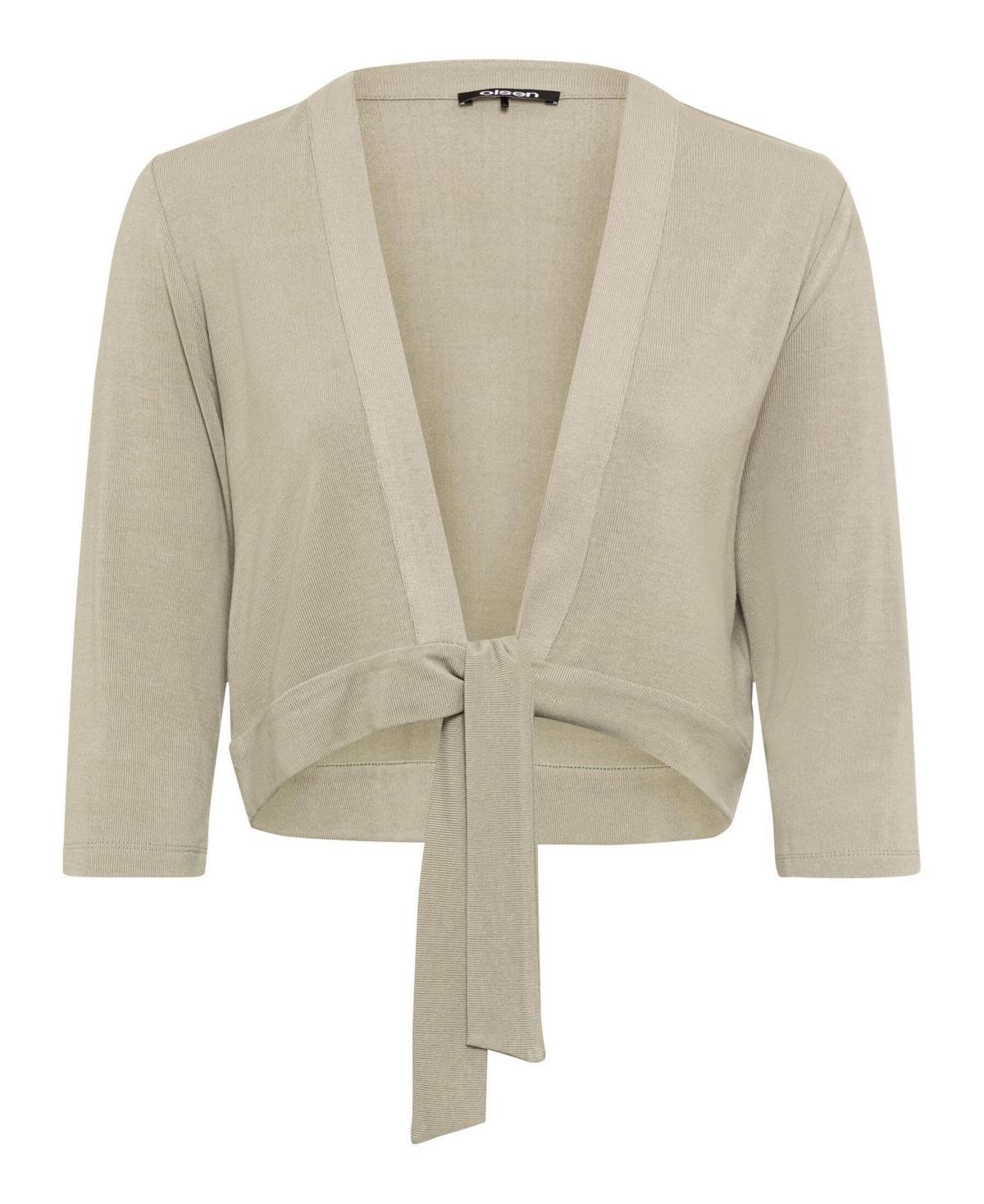 Olsen Womens 3/4 Sleeve Tie Waist Cropped Cardigan Product Image