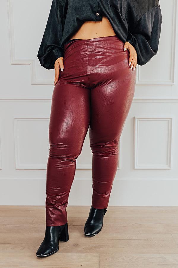 Flirty Allure High Waist Faux Leather Legging in Wine Curves Product Image