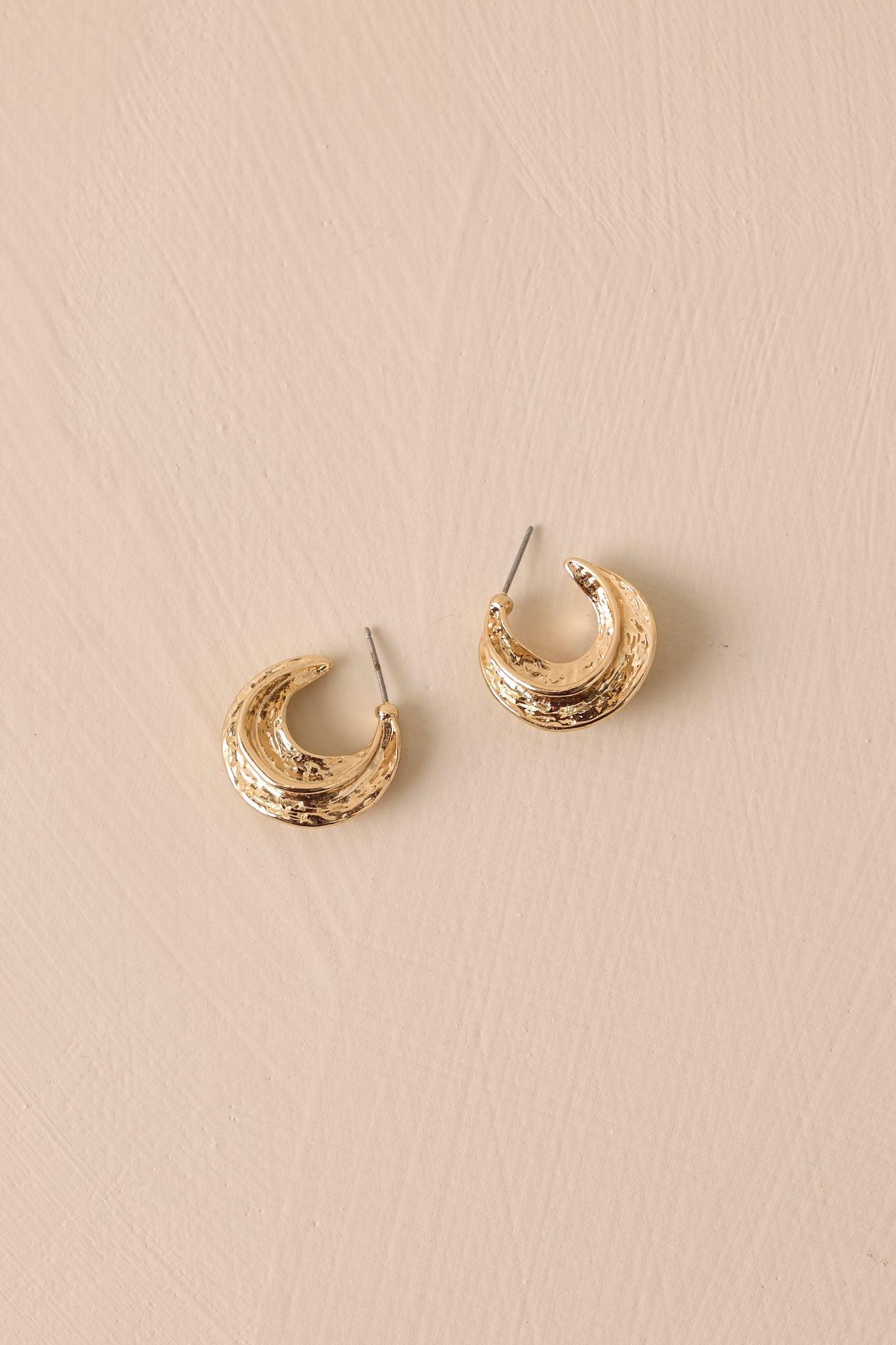 Lustrous Twist Gold Textured Hoop Earrings Product Image