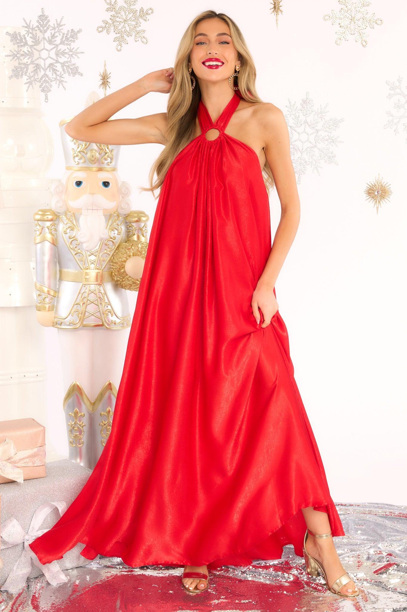 Aura Covered By Love Red Maxi Dress Product Image