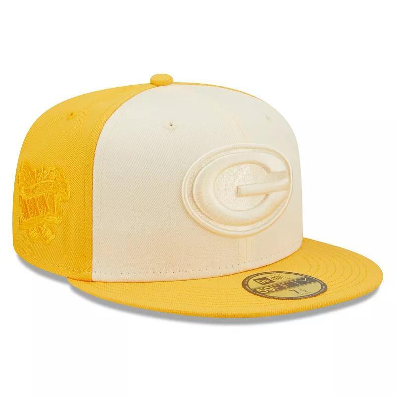 Mens New Era Cream/Gold Green Bay Packers Tonal Super Bowl XXXI Side Patch 59FIFTY Fitted Hat Product Image