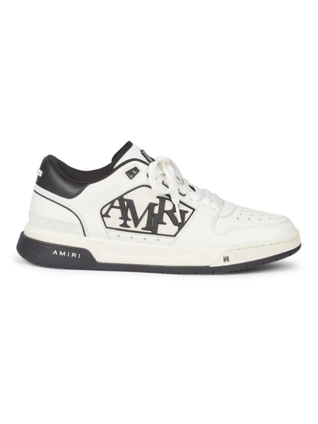 AMIRI Classic Logo-embellished Leather Low-top Trainers In White Black Product Image