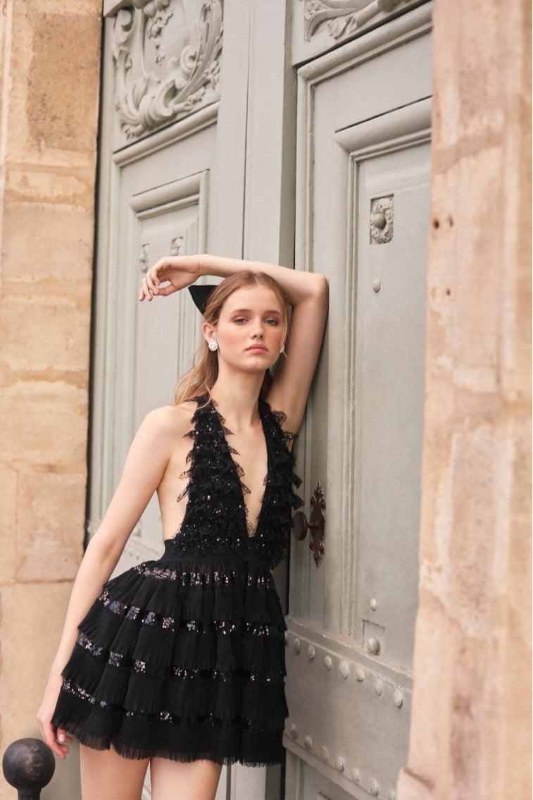 Callaia Tulle Mini Halter Dress Product Image