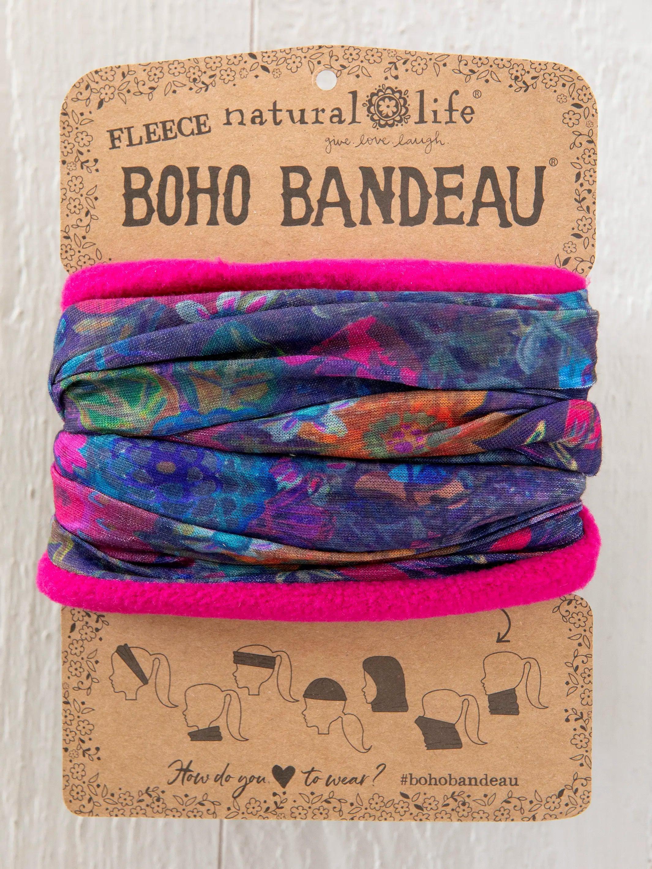 Fleece Boho Bandeau® Headband - Purple Dark Floral Garden Product Image