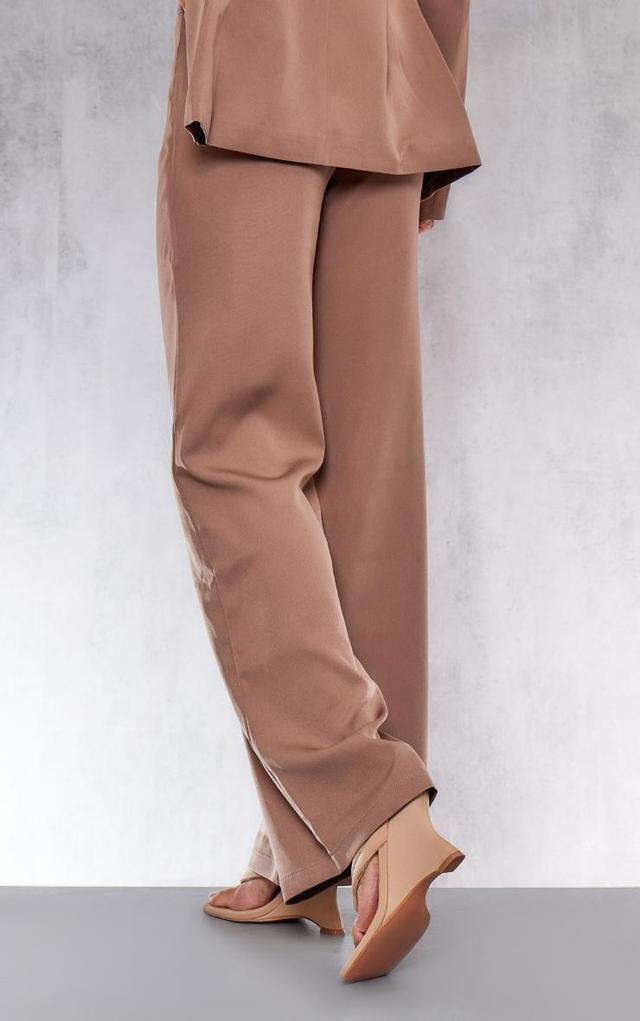 Mocha Woven High Waisted Tailored Wide Leg Pants Product Image