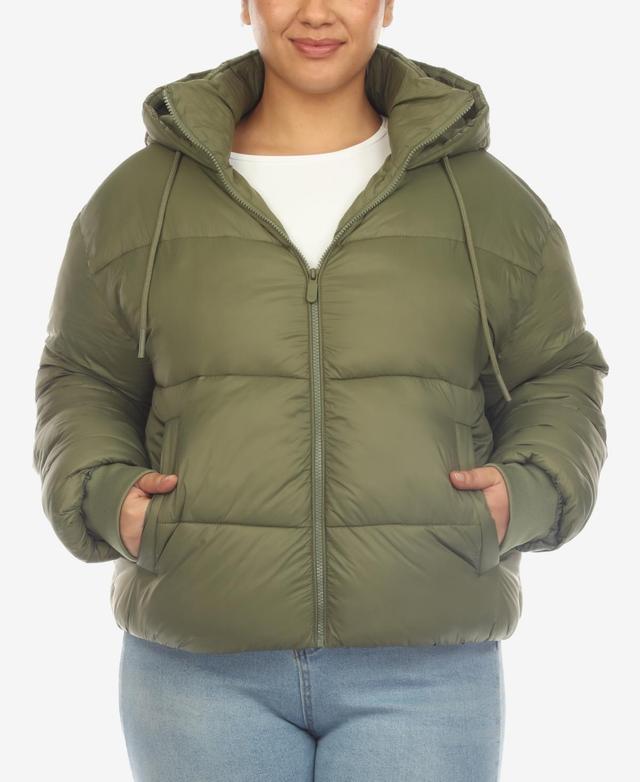 White Mark Plus Size Hooded Bomber Puffer Coat Product Image